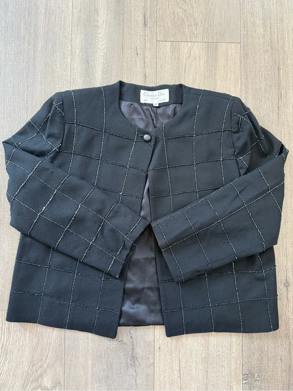 Vintage 1980s/90s Christian Dior “The Suit” Beaded Wool Jacket Black